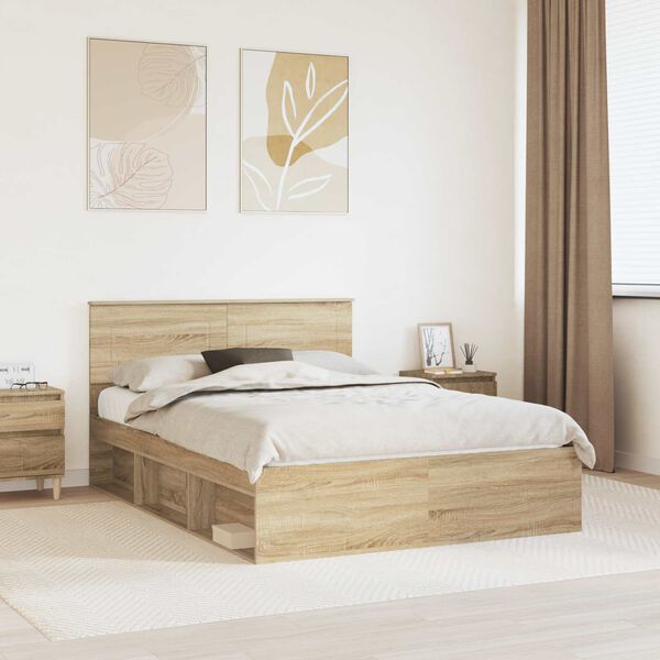 vidaXL Estructura de cama Sonoma 160 x 200 cm Madera de ingenier&iacute;a