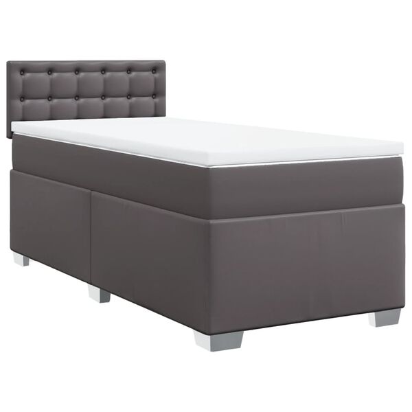 vidaXL Cama box spring con colch&oacute;n cuero sint&eacute;tico gris 100x200 cm