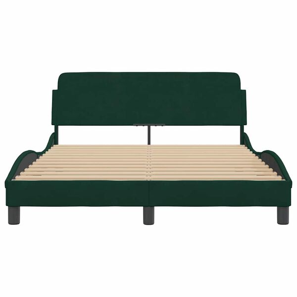 vidaXL Estructura de cama Dover terciopelo verde oscuro 140x200 cm
