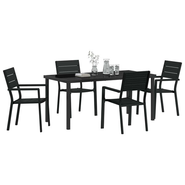 vidaXL Conjunto de Comedor de Jard&iacute;n 5 pcs Negro