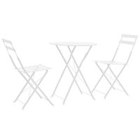 vidaXL Mesa y sillas bistró de jardín 3 piezas acero blanco