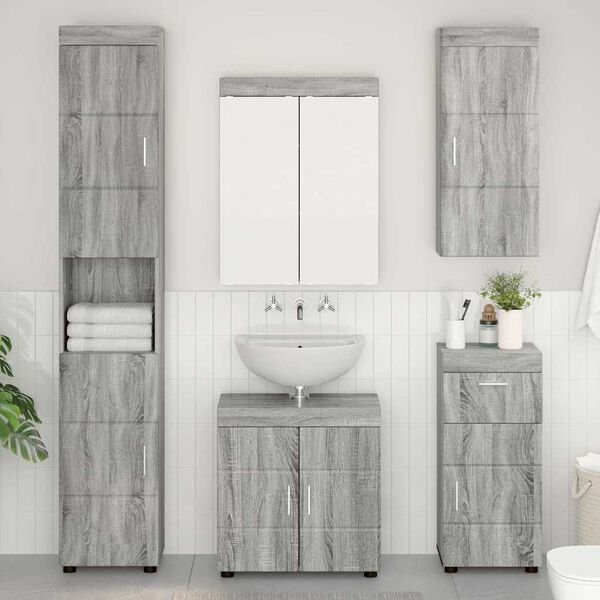vidaXL Juego de muebles de ba&ntilde;o TULUM Gris Sonoma Madera de ingenier&iacute;a