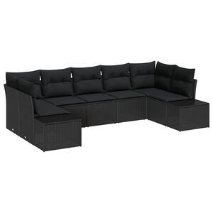 vidaXL Conjunto de sof&aacute;s de jard&iacute;n 7 uds. 7-N&uacute;mero de plazas Negro