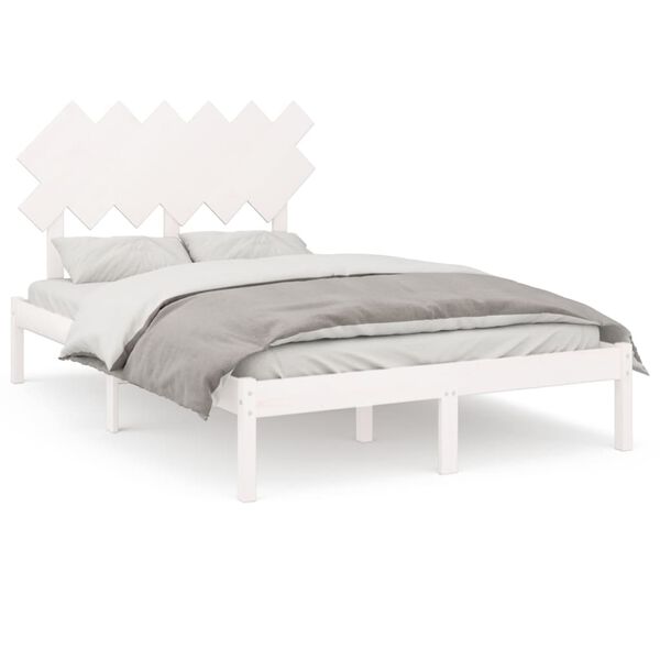 vidaXL Estructura de cama de madera maciza blanco 120x200 cm