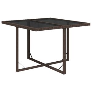 vidaXL Mesa de jard&iacute;n rat&aacute;n sint&eacute;tico y vidrio marr&oacute;n 109x107x74 cm
