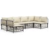 vidaXL Juego de muebles de jard&iacute;n 6 pzas cojines antracita rat&aacute;n PE