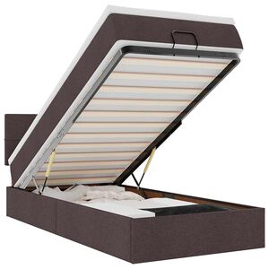 vidaXL Cama otomana con colch&oacute;n marr&oacute;n oscuro 100x200 cm tela