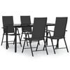 vidaXL Juego de comedor de jard&iacute;n 5 piezas rat&aacute;n sint&eacute;tico negro