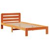 vidaXL Cama con estantería sin colchón madera maciza marrón 75x190 cm