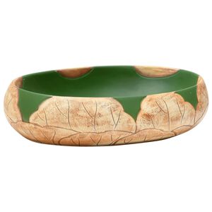 vidaXL Lavabo sobre encimera ovalado cer&aacute;mica verde marr&oacute;n 59x40x15 cm