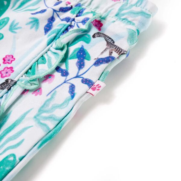 Pantalones cortos infantiles con cordón crudo y verde menta oscuro 104