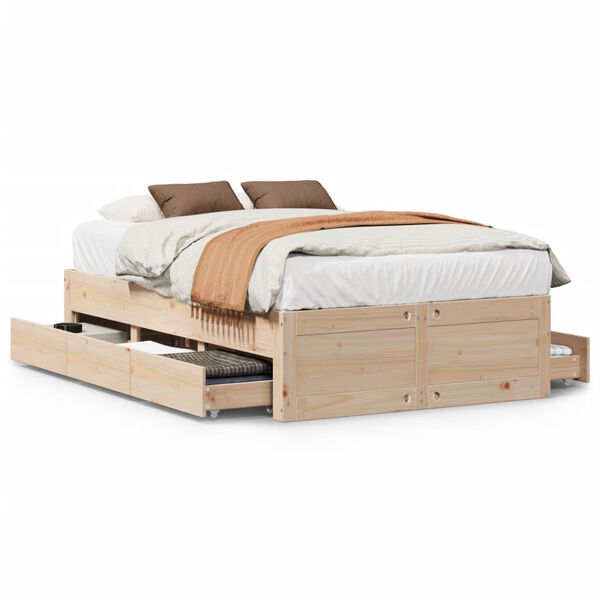 vidaXL Cama sin colchón con cajones madera maciza de pino 120x190 cm
