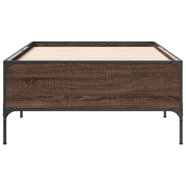 vidaXL Estructura cama madera ingenier&iacute;a metal marr&oacute;n roble 90x190 cm
