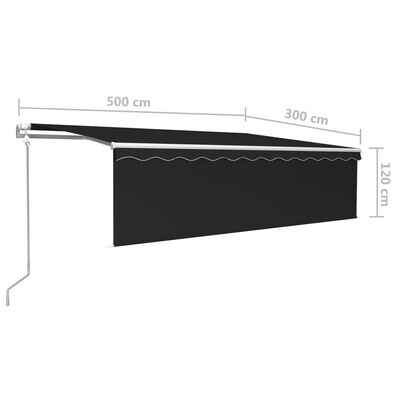 vidaXL Toldo retráctil manual con persiana gris antracita 5x3 m