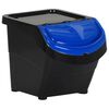 vidaXL Cubos de basura apilables con tapa 3 uds PP negro 78 L