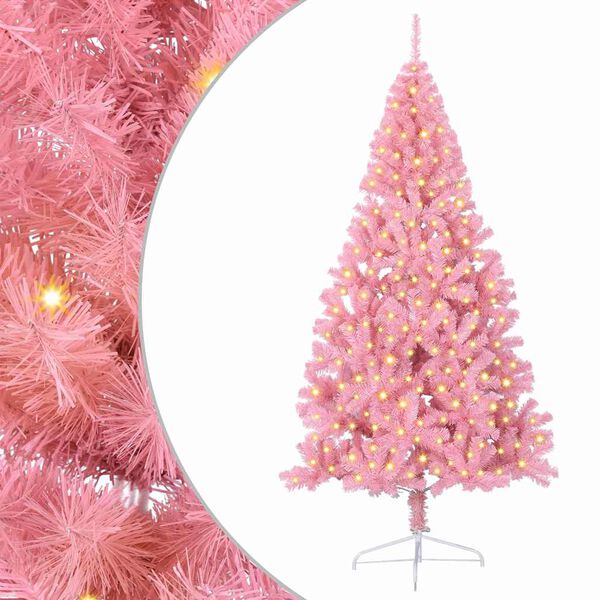 vidaXL &Aacute;rbol de Navidad Artificial Preiluminado Rosa 210 cm PVC