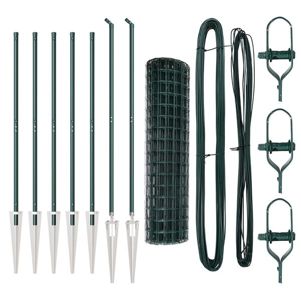 vidaXL Valla con Poste Verde 1,4 x 10 m Acero y PVC