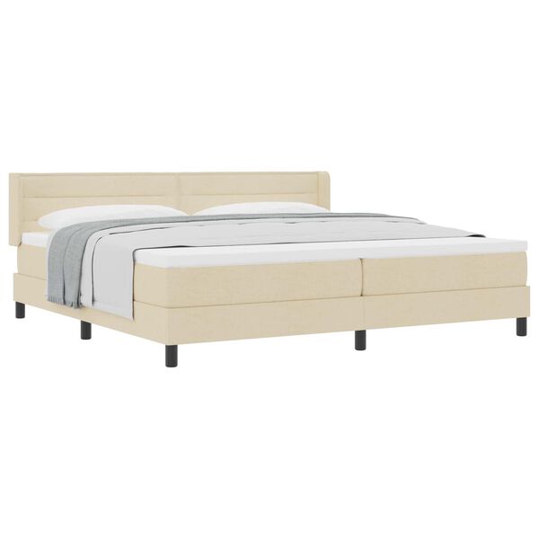 vidaXL Cama tipo Box Spring con colch&oacute;n Crema 200 x 200 cm tela
