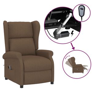 vidaXL Sill&oacute;n orejero reclinable el&eacute;ctrico tela marr&oacute;n