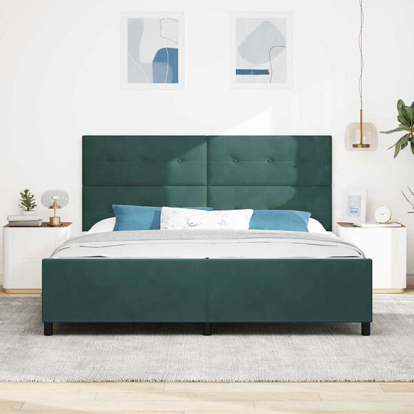 vidaXL Cama tipo Box Spring Verde oscuro 200 x 200 cm Terciopelo