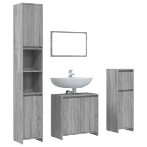 vidaXL Set de muebles de ba&ntilde;o 4 pzas madera contrachapada gris sonoma