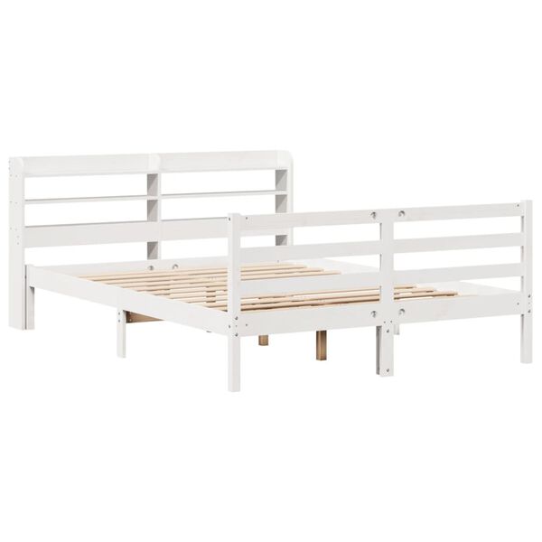 vidaXL Estructura de cama con cabecero madera pino blanco 135x190 cm