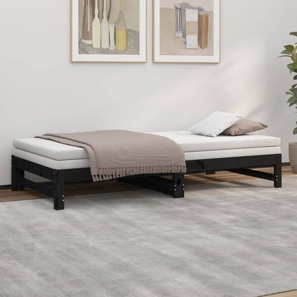 vidaXL Sof&aacute; cama extra&iacute;ble sin colch&oacute;n negro 2x(90x200) cm