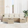 vidaXL Conjunto de sof&aacute; de jard&iacute;n con coj&iacute;n 6 pcs Beige Polirat&aacute;n