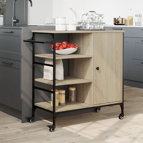 vidaXL Carrito de cocina madera ingenier&iacute;a Sonoma 87,5x38,5x84,5 cm
