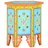 vidaXL Mesa auxiliar de mango pintado a mano multicolor 70x35x60 cm