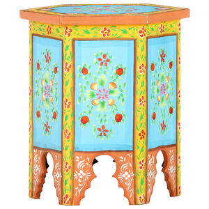 vidaXL Mesa auxiliar de mango pintado a mano multicolor 70x35x60 cm