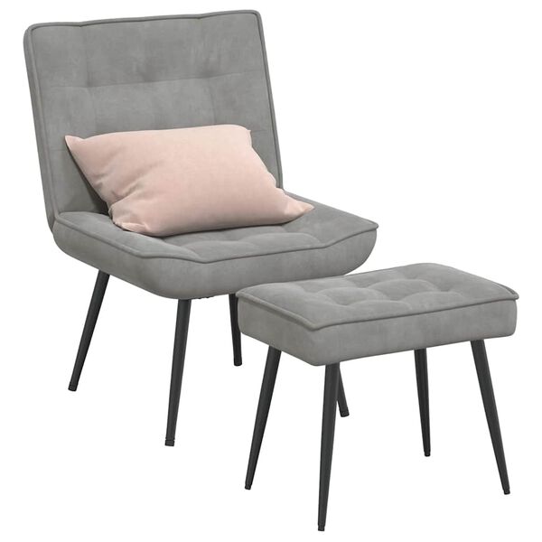 vidaXL Sill&oacute;n de relax con reposapi&eacute;s terciopelo gris claro
