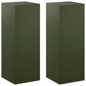 vidaXL Soporte de plantas 2 pcs Verde oliva 30 x 30 x 80 cm Acero