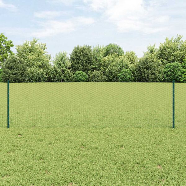 vidaXL Valla con Poste Verde 0,6 x 25 m Acero y PVC
