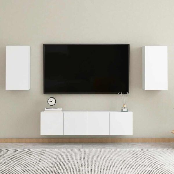vidaXL Muebles para TV 2 uds madera contrachapada blanco 30,5x30x60 cm
