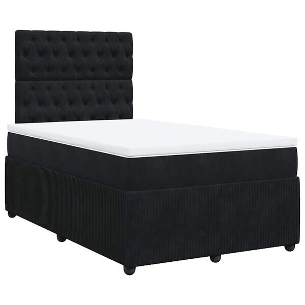 vidaXL Cama box spring con colch&oacute;n terciopelo negro 120x200 cm