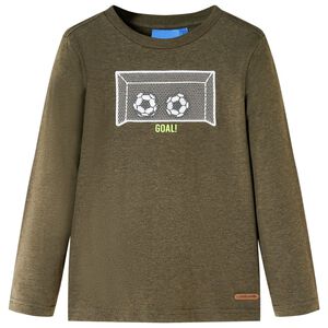 Camiseta infantil de manga larga caqui m&eacute;lange 104