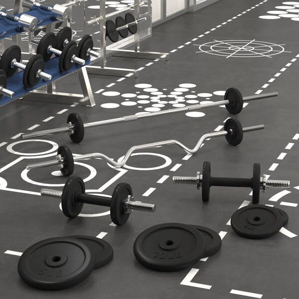 vidaXL Juego de barras y mancuernas con discos 120 kg hierro fundido