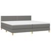 vidaXL Cama box spring con colch&oacute;n y LED tela gris oscuro 200x200 cm