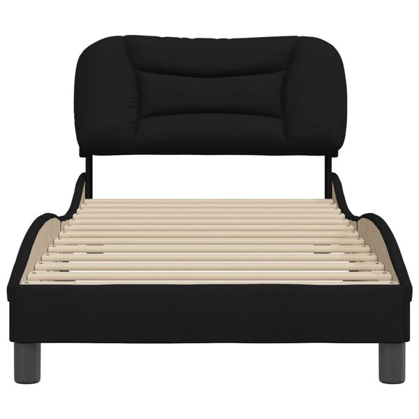 vidaXL Estructura de cama sin colch&oacute;n Hvar tela negro 90x190 cm