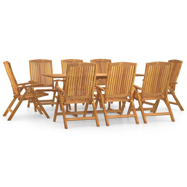 vidaXL Juego de comedor para jard&iacute;n 9 piezas madera maciza de teca