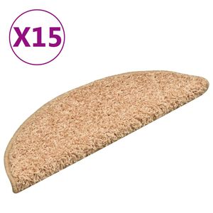 vidaXL Alfombrillas para escaleras doradas, 15 unidades, 56 x 17 x 3 cm, semicirculares