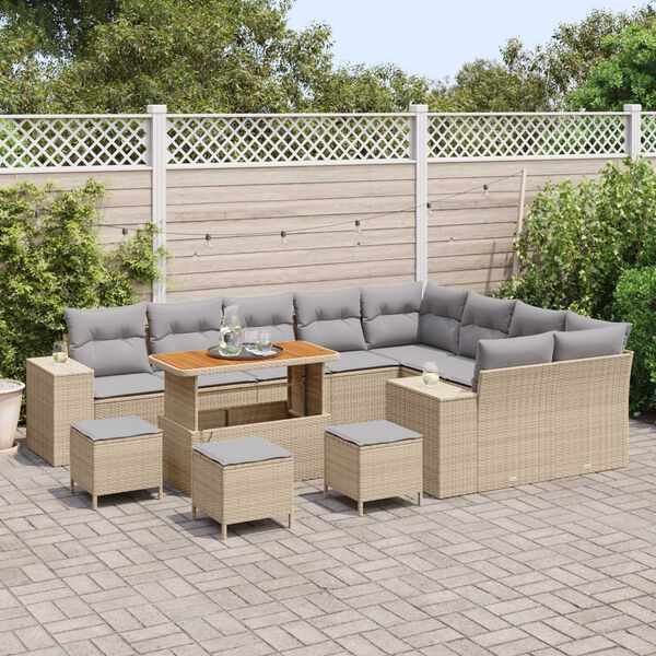 vidaXL Conjunto de sof&aacute; de jard&iacute;n con coj&iacute;n 13 pcs Beige y Gris Claro
