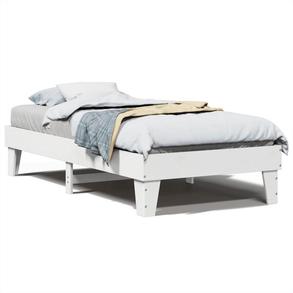 vidaXL Estructura de cama sin colch&oacute;n madera maciza blanca 75x190 cm