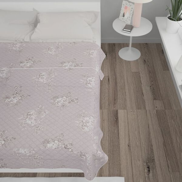 vidaXL Colcha de tela ultras&oacute;nica acolchada gris taupe 230x260 cm