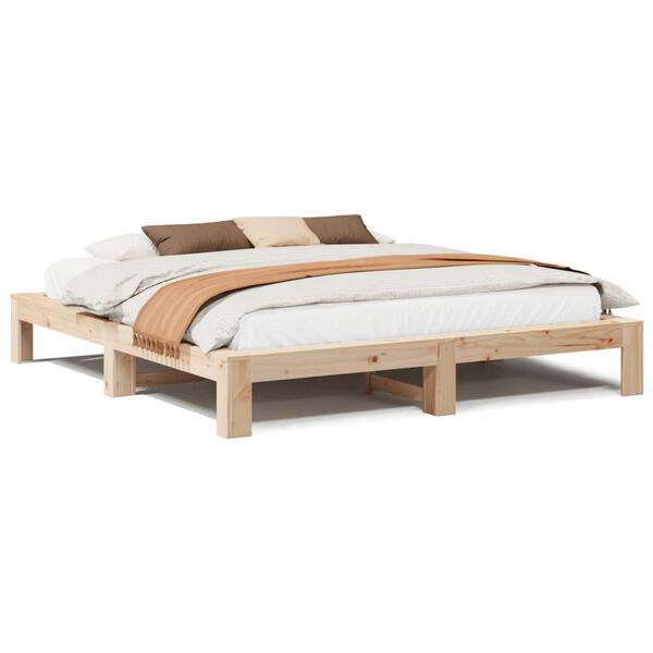 vidaXL Estructura de cama sin colch&oacute;n madera maciza de pino 200x200 cm