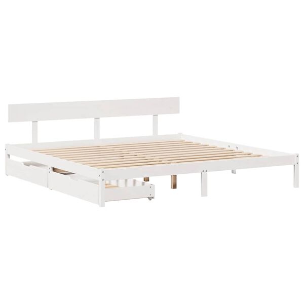 vidaXL Cama sin colchón madera maciza de pino blanca 180x200 cm