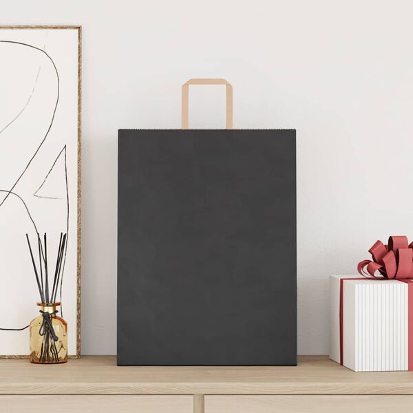 vidaXL Bolsas de papel con asas 250 uds negra 32x12x42 cm