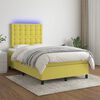 vidaXL Cama box spring con colch&oacute;n y LED tela verde 120x200 cm