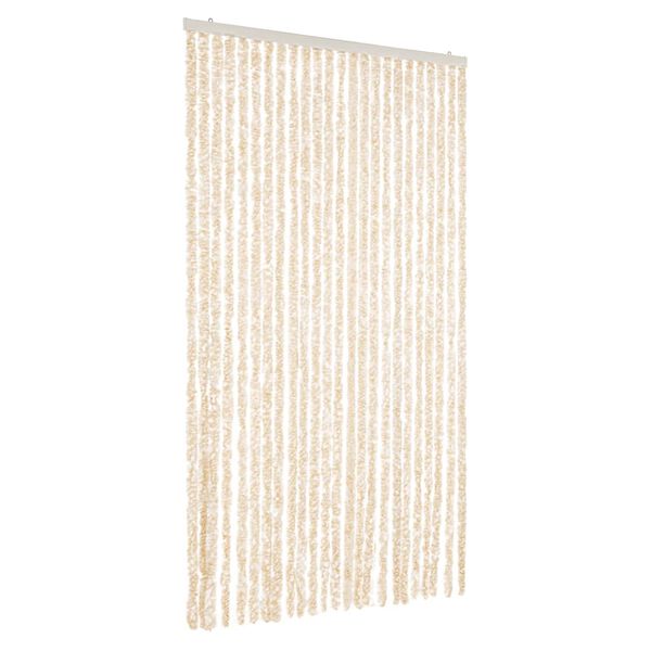 vidaXL Cortina antimoscas chenilla beige y blanco 100x230 cm